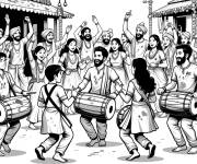 Coloriage Danse festive pendant Holi