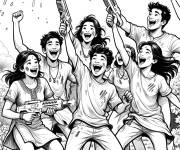 Coloriage Danse joyeuse et jeux d&rsquo;eau &agrave; Holi