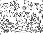 Coloriage El&eacute;ments de la c&eacute;l&eacute;bration de Holi