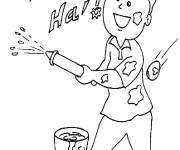 Coloriage Enfants lan&ccedil;ant les couleurs en Holi