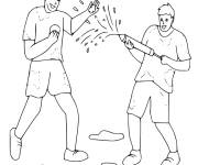 Coloriage et dessins gratuit Enfants s'amusant pendant le Holi à imprimer