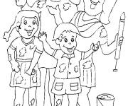 Coloriage Famille indienne c&eacute;l&egrave;bre le Holi