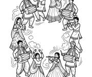 Coloriage F&ecirc;te de danse Holi