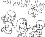 Coloriage F&ecirc;te Holi pour enfants