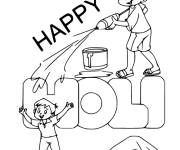 Coloriage et dessins gratuit Gar&ccedil;ons s'amusent au Holi à imprimer
