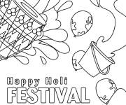 Coloriage Illustration de Holi f&ecirc;te