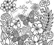 Coloriage Jardin des papillons pendant Holi