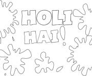 Coloriage Joyeux Holi en noir et blanc