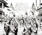Coloriage La joyeuse m&ecirc;l&eacute;e de Holi