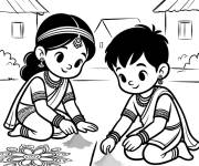 Coloriage Magnifiques rangoli au sol pour Holi