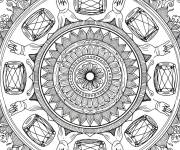 Coloriage Mandala sym&eacute;trique avec tambours dhol de Holi