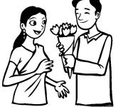 Coloriage et dessins gratuit Offrir une bouquet de fleur pendant Holi à imprimer