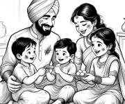 Coloriage Partage de gujiyas et douceurs de Holi