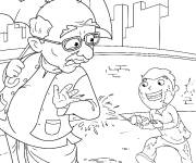 Coloriage Petit enfant avec un veille homme au Holi