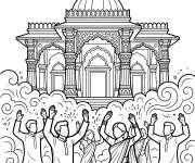 Coloriage Sc&egrave;ne du temple Holi