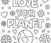 Coloriage et dessins gratuit Aimer notre plan&egrave;te Terre à imprimer