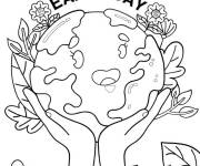Coloriage C&eacute;l&eacute;brons le jour de notre maison Terre