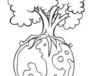 Coloriage Grosse arbre pour la f&ecirc;te de notre plan&egrave;te