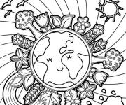 Coloriage et dessins gratuit Illustration de la journ&eacute;e de la Terre à imprimer