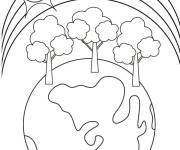 Coloriage et dessins gratuit Journ&eacute;e de la Terre avec des symboles de la f&ecirc;te à imprimer