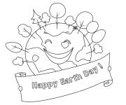 Coloriage Joyeuse journ&eacute;e mondiale de la terre