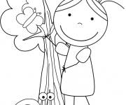 Coloriage et dessins gratuit La fille c&eacute;l&egrave;bre le jour de la Terre à imprimer