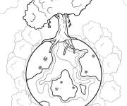 Coloriage La Terre m&egrave;re avec L'arbre de vie