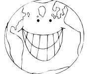 Coloriage Le jour de la Terre avec notre plan&egrave;te souriante