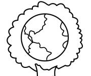 Coloriage Le jour de la Terre avec un arbre qui nous entoure