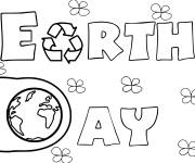 Coloriage le jour de la Terre logo en anglais