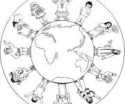 Coloriage Le peuple du monde c&eacute;l&egrave;bre la journ&eacute;e du Terre