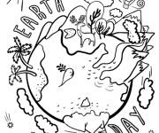 Coloriage Les continents de notre plan&egrave;te pour le jour de la Terre
