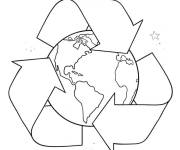 Coloriage Logo de recyclage avec la Terre au milieu