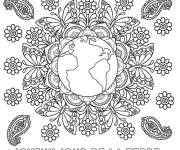 Coloriage Mandala magique du journ&eacute;e de la Terre