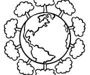 Coloriage Mini Terre avec des arbres