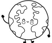 Coloriage Plan&egrave;te terre joyeuse pendant sa journ&eacute;e