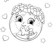 Coloriage Plan&egrave;te terre mignonne