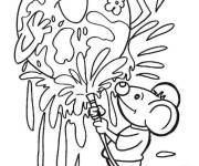 Coloriage Souris aide la plan&egrave;te Terre &agrave; se laver