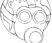 Coloriage Terre dans un masque &agrave; gaz &agrave; cause de la pollution