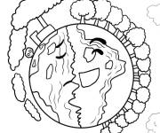 Coloriage Terre et changement climatique