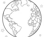 Coloriage Terre r&eacute;aliste avec les continents