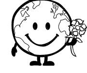 Coloriage Terre tenant une fleur en forme de recyclage