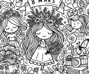Coloriage 8 Mars femmes pour les filles