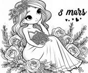 Coloriage 8 mars journ&eacute;e des princesses femmes