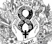 Coloriage Affiche de 8 Mars journ&eacute;e de la femme