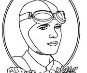 Coloriage Amelia Earhart Journée de la femme