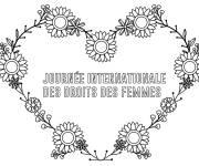 Coloriage Cœur fleuri pour Journée internationale des droits de la femme