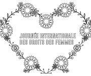 Coloriage C&oelig;ur fleuri pour Journ&eacute;e internationale des droits de la femme