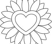 Coloriage C&oelig;ur fleuri pour la Journ&eacute;e de la femme