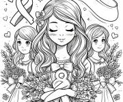 Coloriage Des magnifiques fleurs pour la journ&eacute;e de la femme